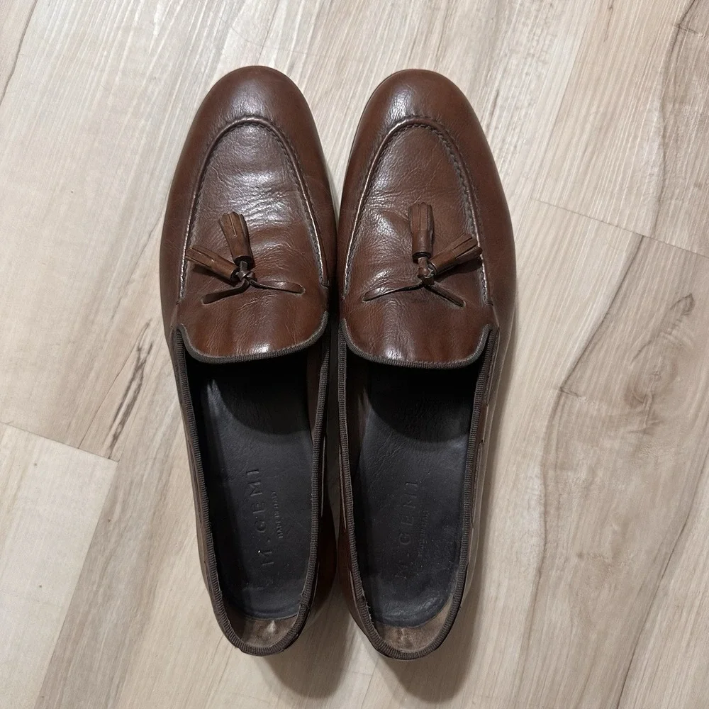M Gemi Fiocco Tassel Loafers US Size 11 Made In Italy 44 Brown Leather Fast Ship